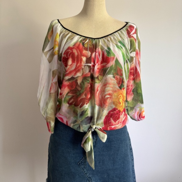 Crimson Ivy - Colorful Floral Blouse - Picture 4 of 9